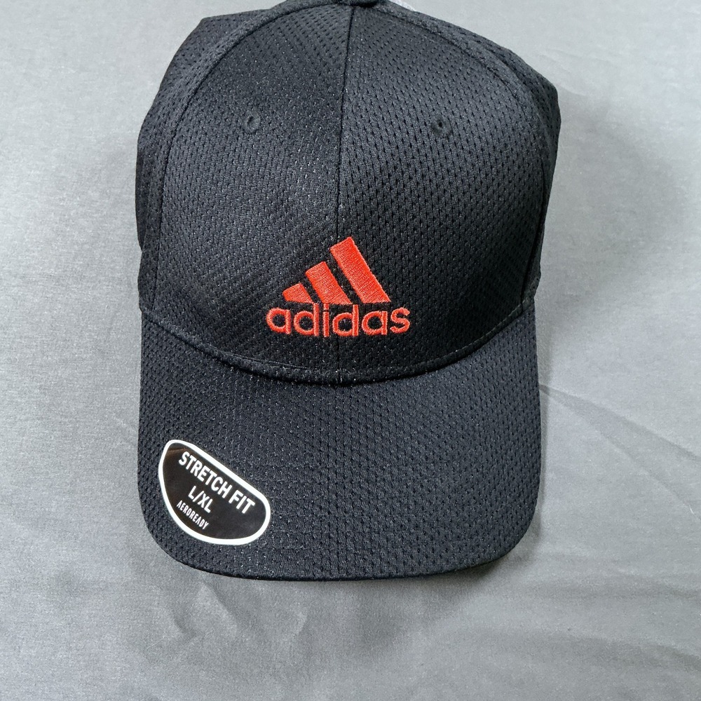 Adidas Mens Zags II A-Flex Hat Black Hi-Res Red Mesh Stretch Fit Cap L/XL